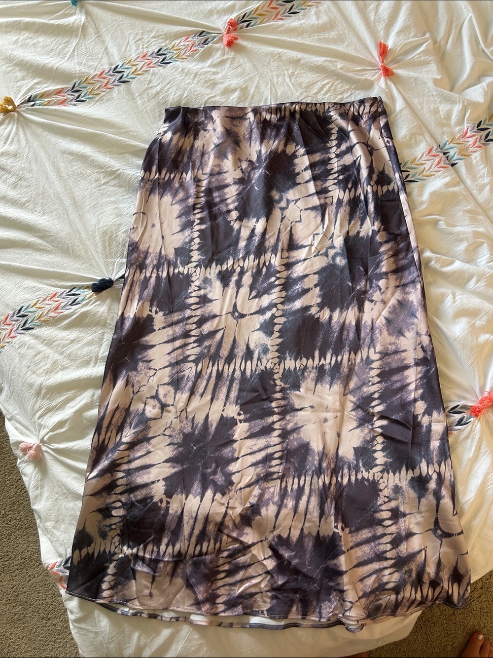 Mango Women's Tie-Dye Midi Skirt - Black and Cream